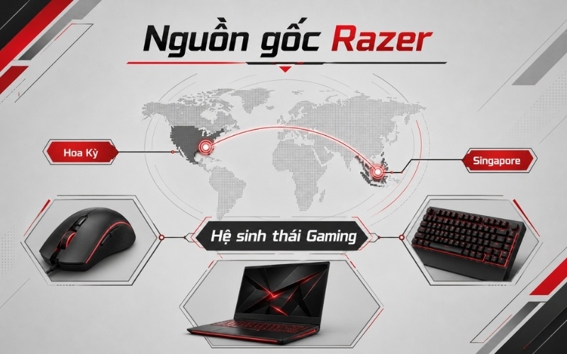 Bàn phím Razer có nguồn gốc từ Hoa Kỳ và Singapore