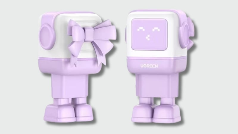 Sạc nhanh Ugreen Robot CD361 35314 cổng USB-C và USB-A GaN 65W (Tím)