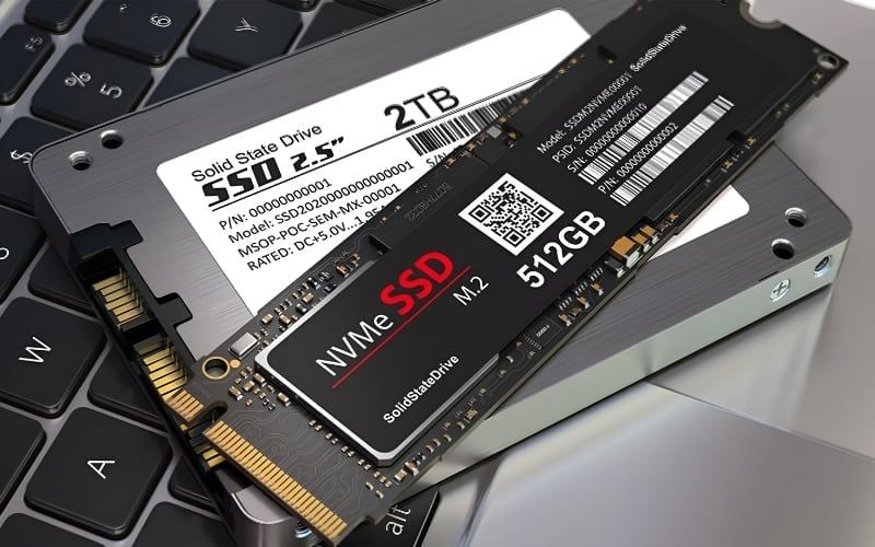 SSD 480GB–512GB đủ cho hệ điều hành, phần mềm và nhu cầu sử dụng hằng ngày