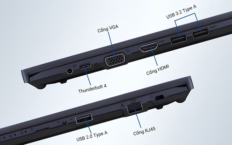 Ưu tiên laptop có các cổng kết nối phổ biến như USB-A, USB-C, HDMI,...