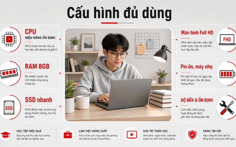Vi xử lý thiểu Intel Core i3 hoặc AMD Ryzen 3 trở lên