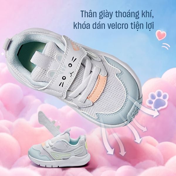 Giày Chạy Thể Thao Bé Gái Size 22-27 Anta Kids 3225C0001-3