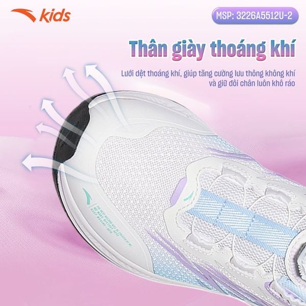 Giày Chạy Bộ Thể Thao Bé Gái Size 33-39 Anta Kids 3226A5512U-2