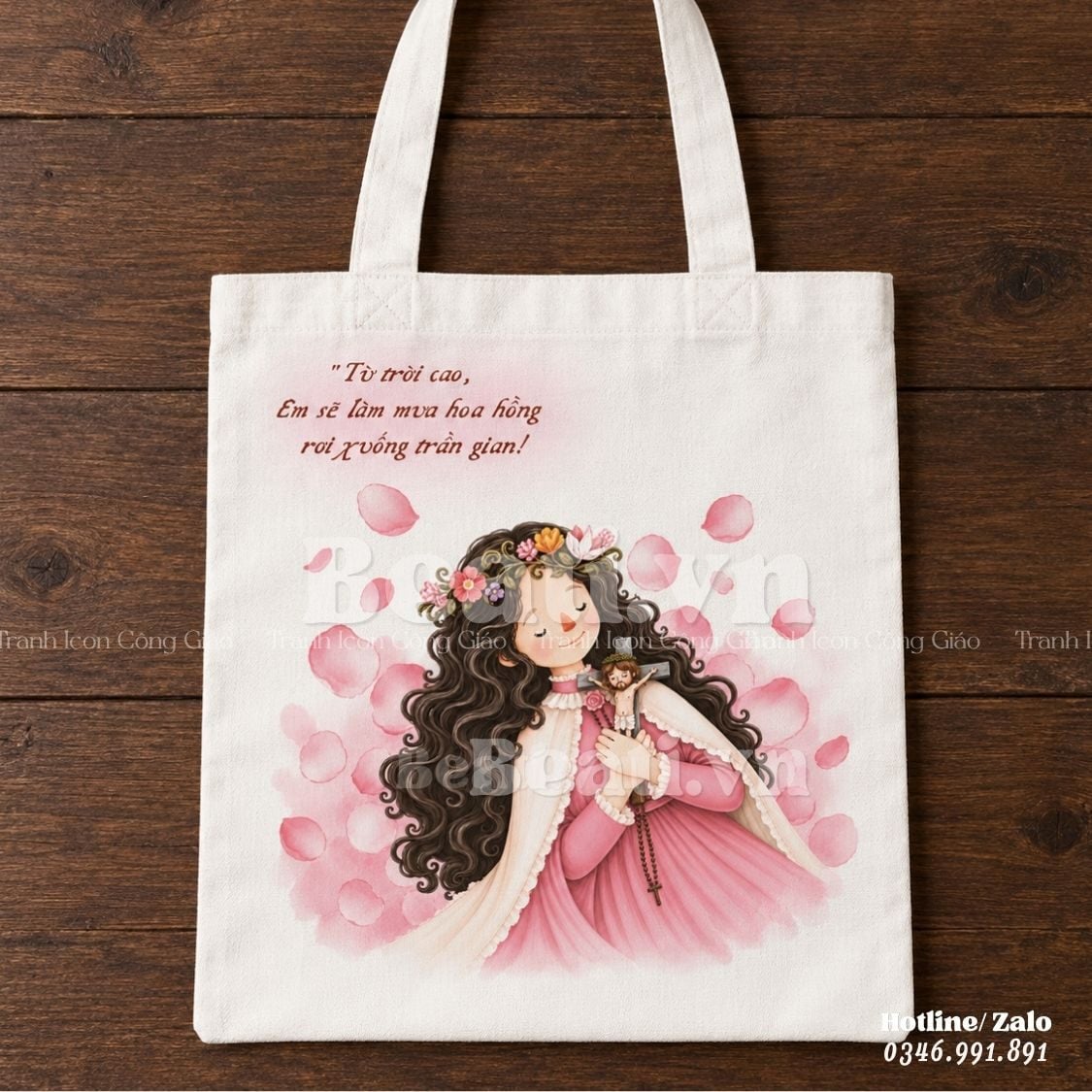 Túi Tote Vải Thánh Terexa Hài Đồng In Câu Nói Nổi Tiếng