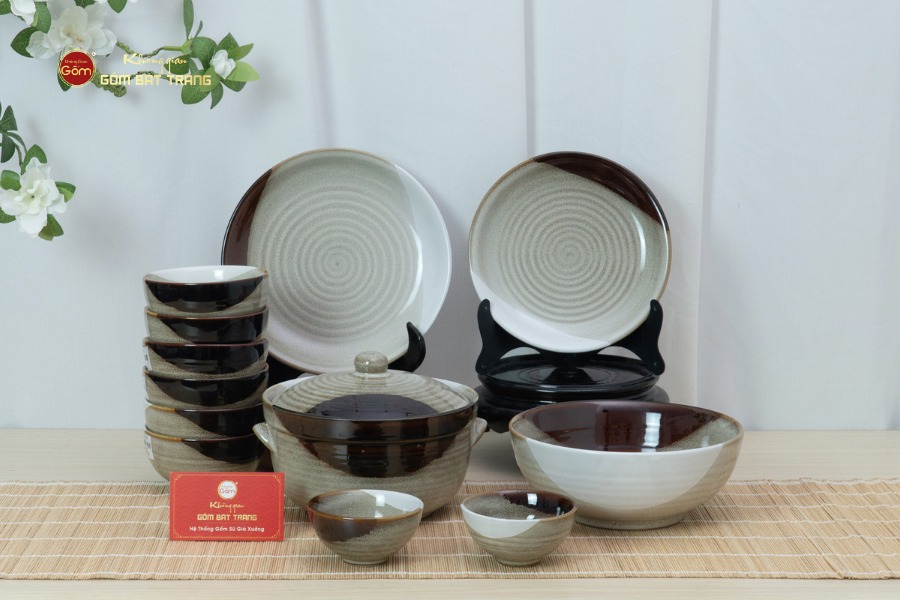 Bộ Bàn Ăn 6 Người (12 món) Men Hỏa Biến Ba Màu