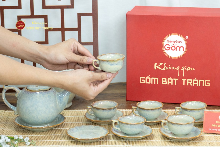 Bộ Trà Men Ghi Hỏa Biến Mẫu Đơn