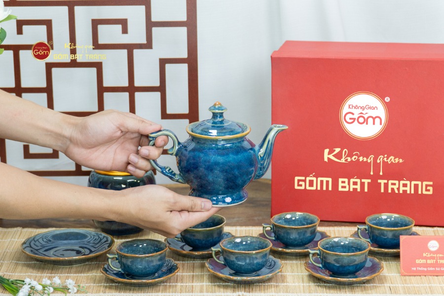 Bộ Trà Men Hỏa Biến Xanh Đài Các