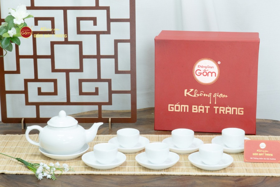 Bộ Trà Men Trắng Bà Ba