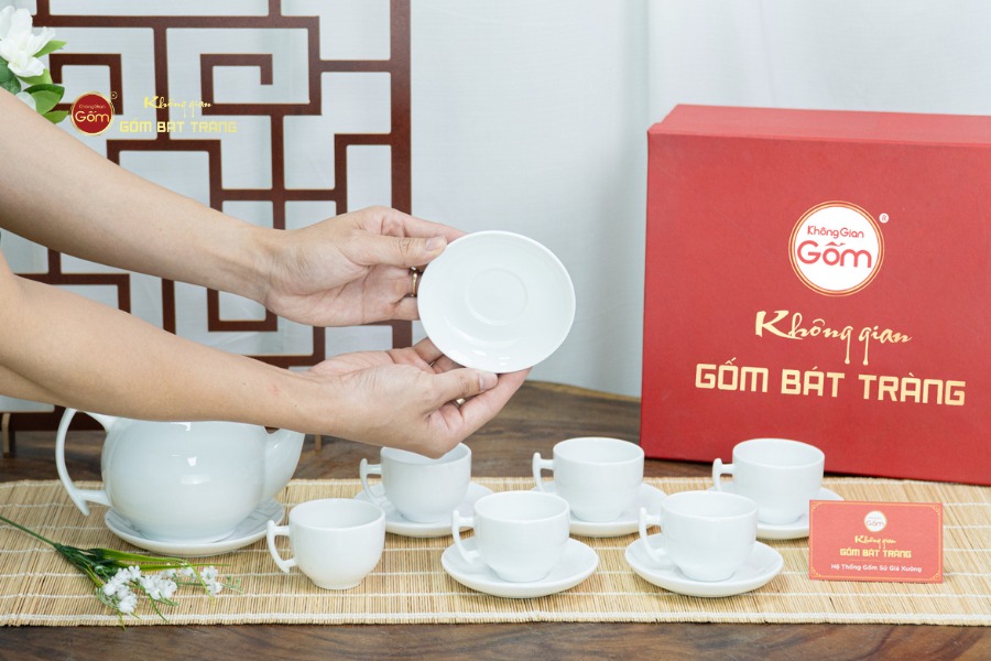 Bộ Trà Men Trắng Bưởi Cành