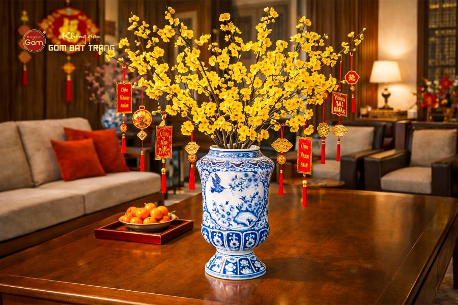 Chóe Nhọn Không Nắp Họa Tiết Nhị Cảnh Ngàn Hoa