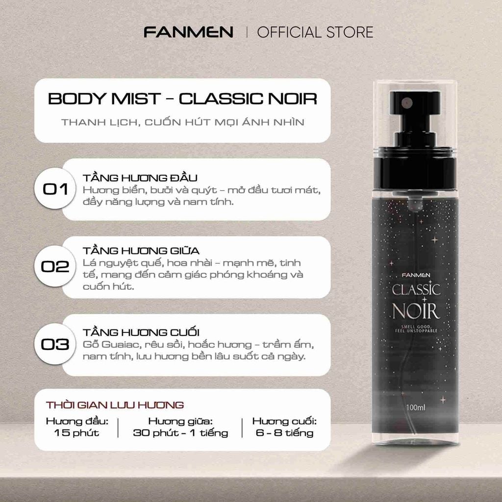 Body Mist Nam Classic Noir