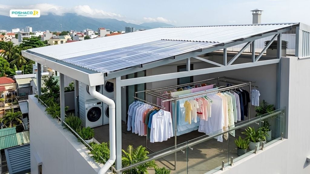 Mái tôn cho sân phơi và khu giặt phơi