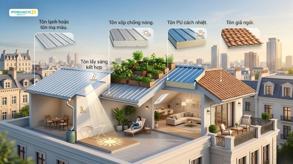 Nên Chọn Loại Tôn Nào Cho Mái Che Sân Thượng?