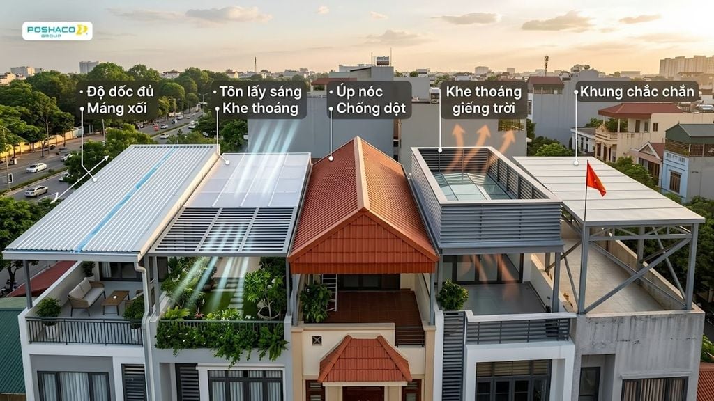 Lưu Ý Khi Làm Mái Che Sân Thượng Bằng Tôn