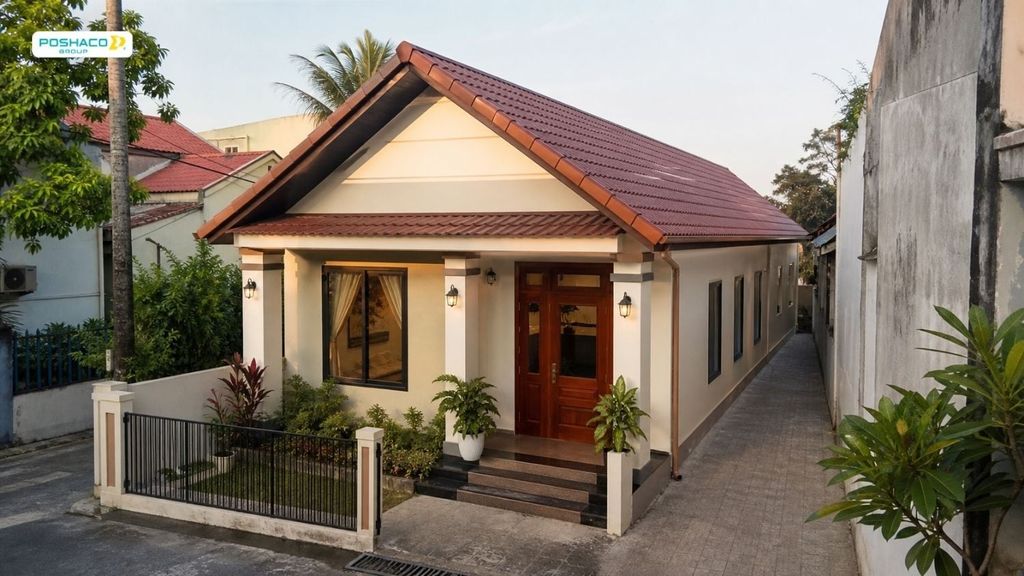 Nhà cấp 4 5x20m Mẫu mái hai dốc hoặc tôn giả ngói