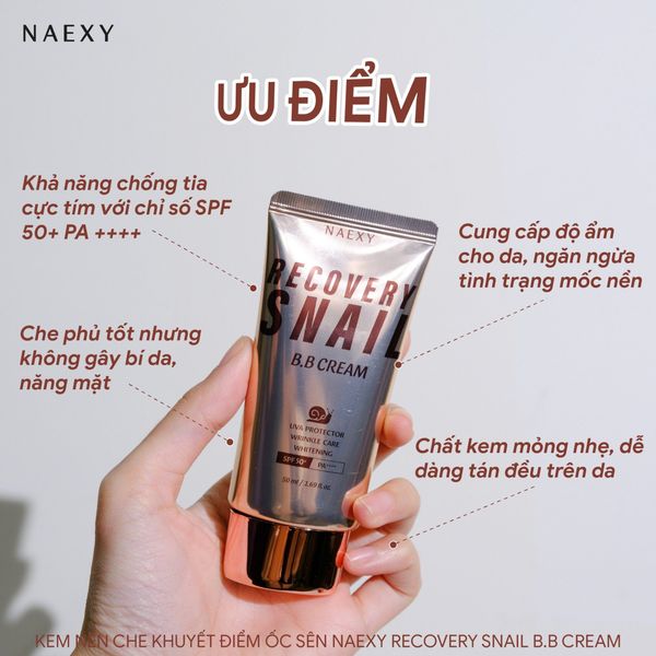 KEM NỀN ỐC SÊN NAEXY RECOVERY SNAIL B.B CREAM 3