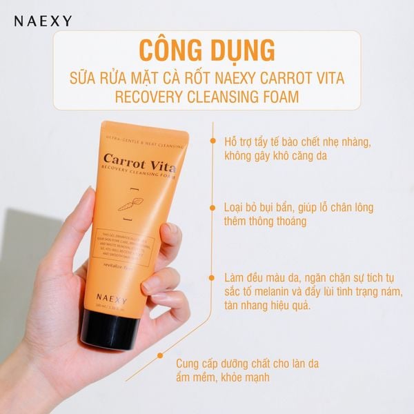 SỮA RỬA MẶT CÀ RỐT NAEXY CARROT VITA RECOVERY CLEANSING FOAM 2