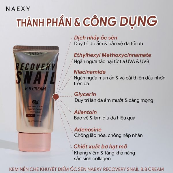 KEM NỀN ỐC SÊN NAEXY RECOVERY SNAIL B.B CREAM 1