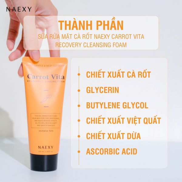SỮA RỬA MẶT CÀ RỐT NAEXY CARROT VITA RECOVERY CLEANSING FOAM