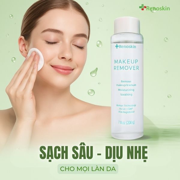nước tẩy trang renoskin makeup remover 200ml làm sạch da và bã nhờn,
