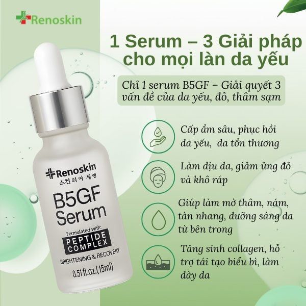 Serum B5GF hỗ trợ dưỡng trắng, phục hồi da yếu và giảm thâm nám hiệu quả