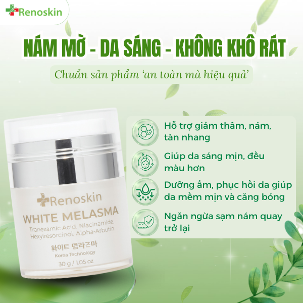 Công dụng kem mờ nám Renoskin: giảm thâm nám, tàn nhang, sáng da và đều màu