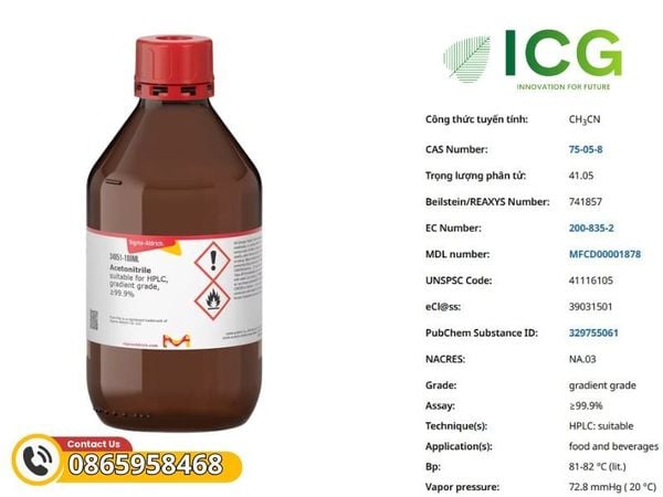 Acetonitrile ≥99.9%, Gradient Grade, suitable for HPLC