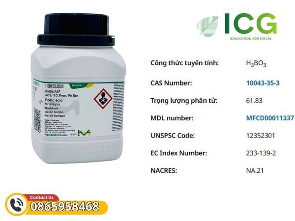 Boric acid for analysis EMSURE® ACS, ISO, Reag. Ph Eur