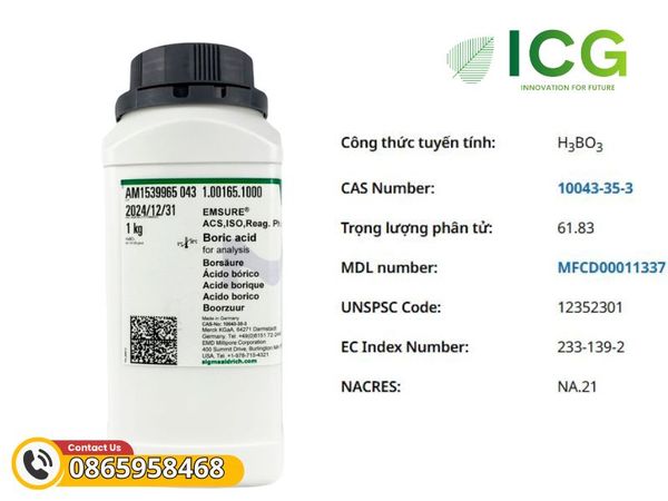 Boric acid for analysis EMSURE® ACS, ISO, Reag. Ph Eur