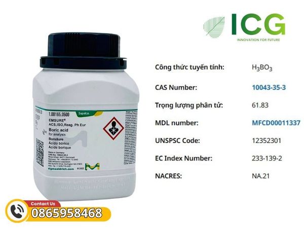 Boric acid for analysis EMSURE® ACS, ISO, Reag. Ph Eur