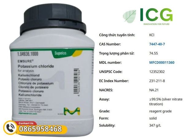Potassium chloride for analysis EMSURE