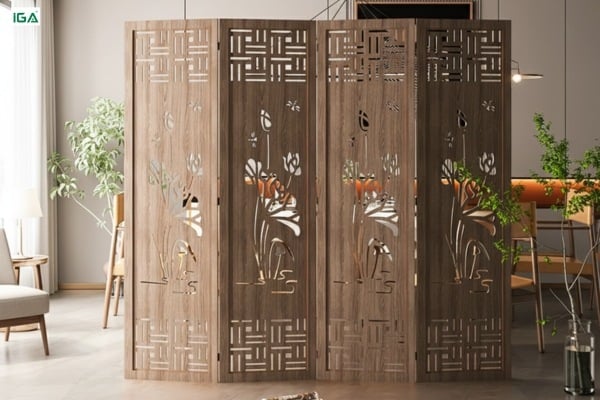 Vách ngăn CNC họa tiết hoa sen