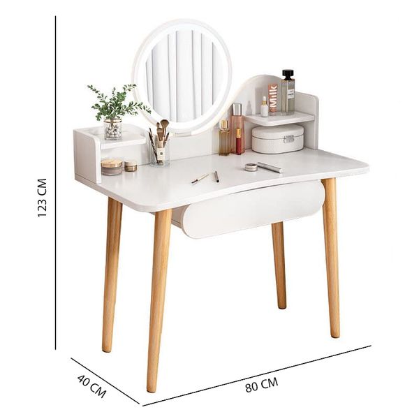 Combo bàn trang điểm GP201.01 trắng và ghế GP138.01 trắng đẹp