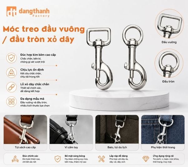 Móc treo đúc kẽm đầu vuông và đầu tròn xỏ dây