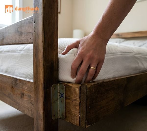 Tìm vị trí cần xử lý giường kêu bằng pát sắt góc vuông