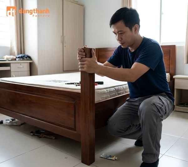 Nghiệm thu việc xử lý giường kêu bằng pát sắt góc tủ