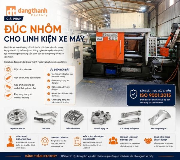Ứng dụng giải pháp đúc nhôm cho linh kiện xe máy độ chính xác cao