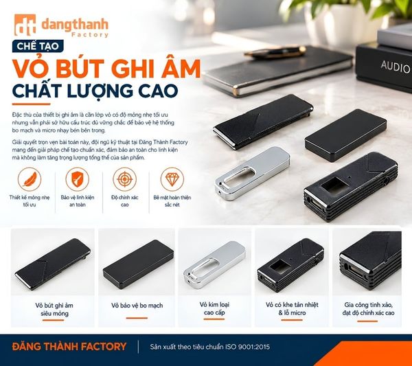 Vỏ bút ghi âm kim loại gia công chính xác từng chi tiết