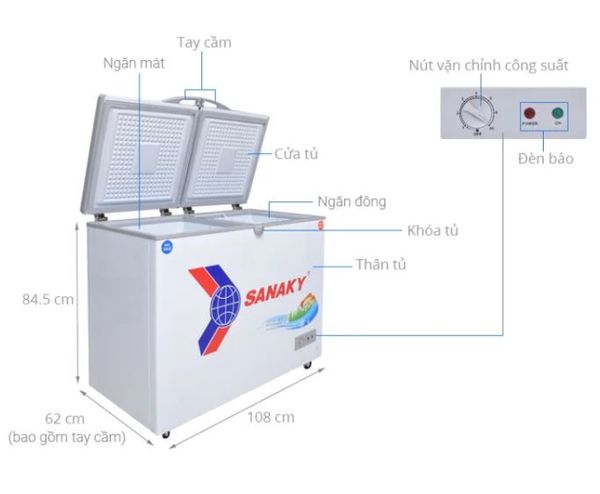 Tủ đông Sanaky VH-2899W1 280 lít kiểu dáng hiện đại