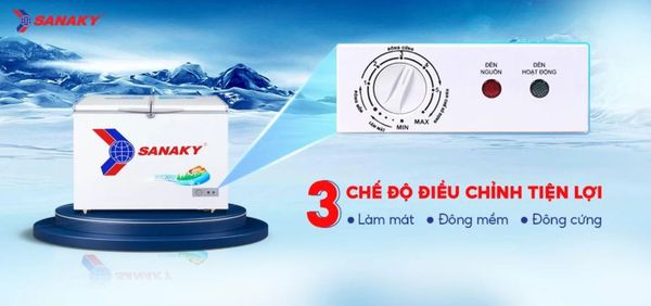 Tủ Đông Sanaky VH-2899A1 235 lít nút điều chỉnh nhiệt độ cơ học
