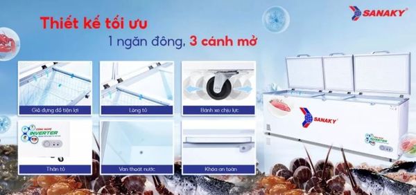 Tủ đông Inverter Sanaky VH-1199HY3 1100 lít