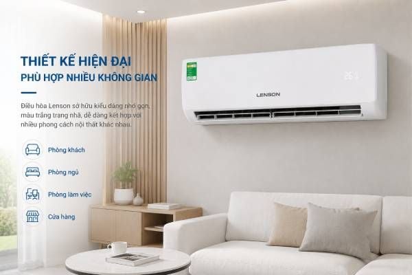 Điều hòa Lenson thiết kế hiện đại, phù hợp nhiều không gian