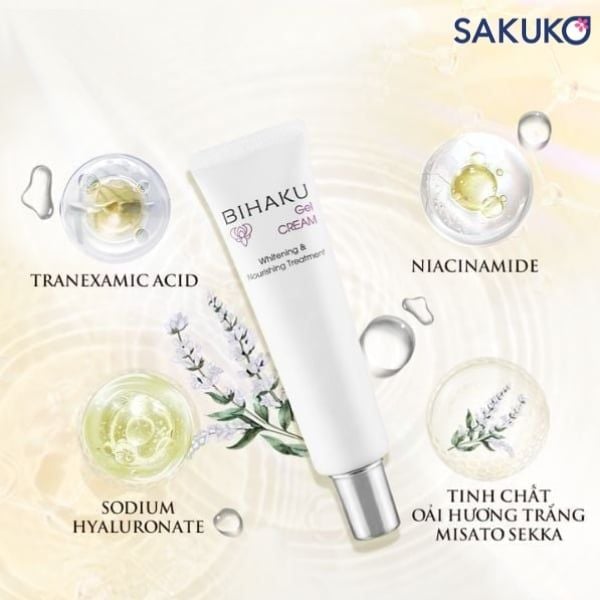 Bihaku Whitening & Nourishing Treatment Gel Cream giúp dưỡng sáng và làm mờ thâm nám