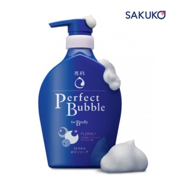 Senka Perfect Bubble For Body Floral Plus với hương hoa linh lan và hoa nhài nhẹ nhàng, thư giãn