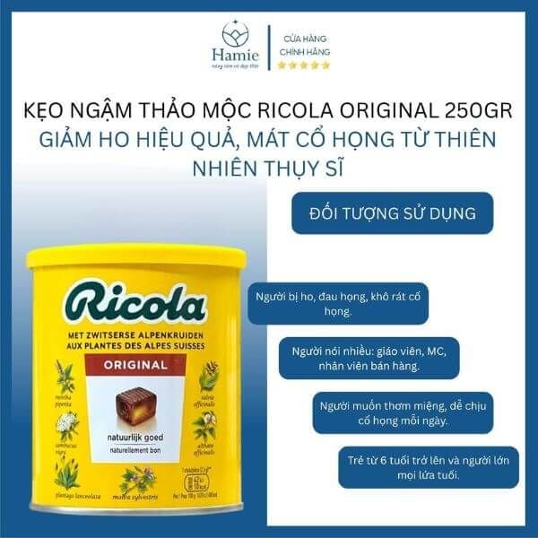 Kẹo Ngậm Thảo Mộc Ricola ORIGINAL 250gr Thụy Sĩ DTSD