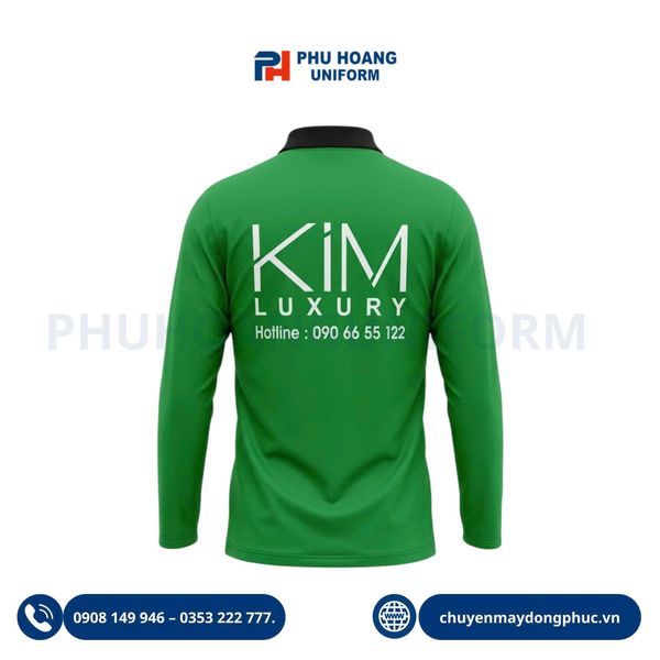 Áo Polo Tay Dài Vải Thun Mè In Thêu Logo