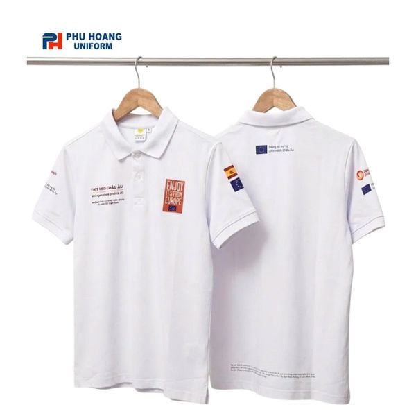 đặt may áo thun đồng phục áo polo trắng