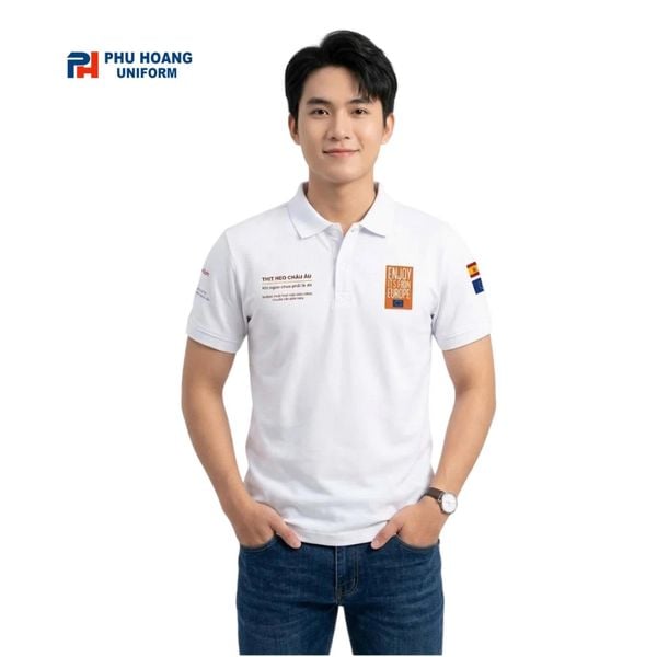 đặt may áo thun đồng phục áo polo trắng