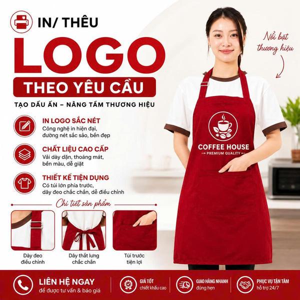 Tạp dề nhà hàng in logo theo yêu cầu
