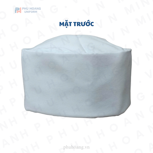 NÓN BẾP NHẬT GẤP CÓ CHÓP VẢI TRẮNG ĐỤC